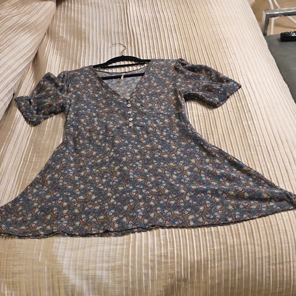Free People Green and Purple Floral Mini Dress - Picture 4 of 13